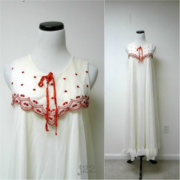 VTG hearts sheer nightie / nightgown - Picture 1 of 5